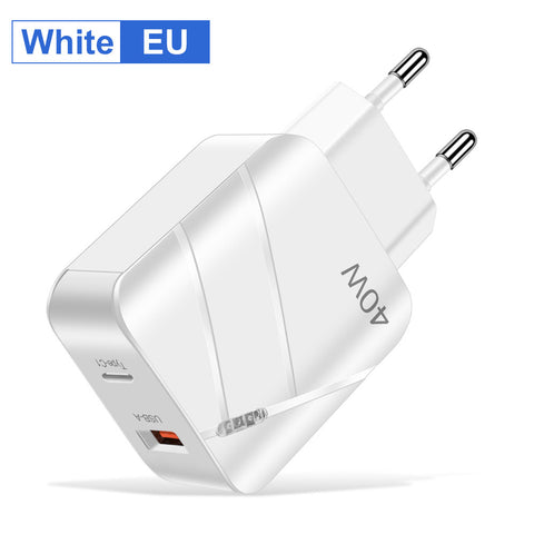 40W PD QC30 Fast Charging Mobile Phone Charger