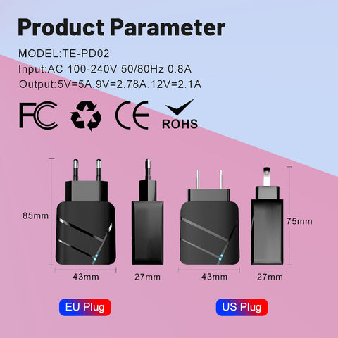 40W PD QC30 Fast Charging Mobile Phone Charger