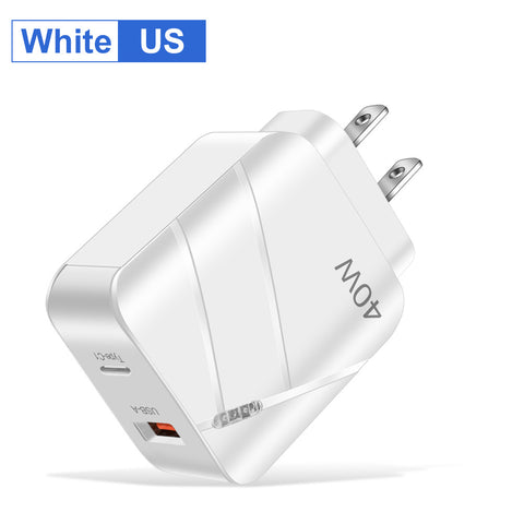 40W PD QC30 Fast Charging Mobile Phone Charger