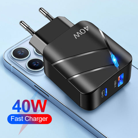 40W PD QC30 Fast Charging Mobile Phone Charger