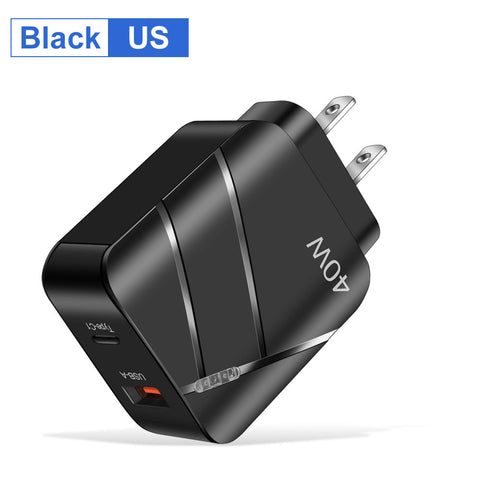 40W PD QC30 Fast Charging Mobile Phone Charger