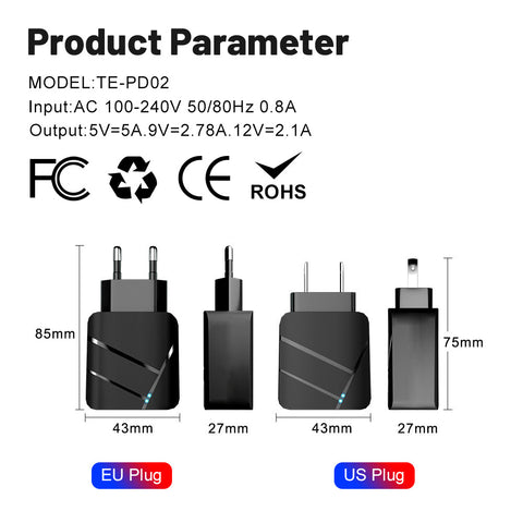 40W PD QC30 Fast Charging Mobile Phone Charger