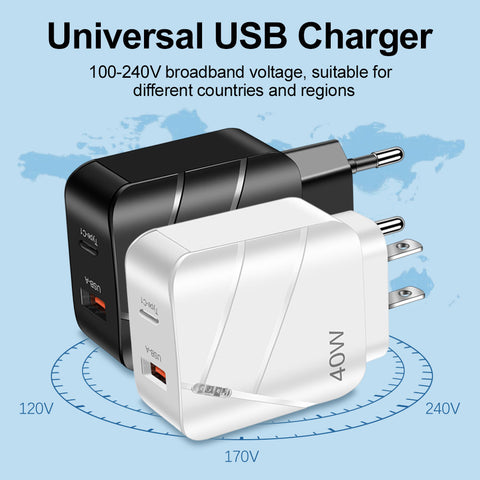 40W PD QC30 Fast Charging Mobile Phone Charger